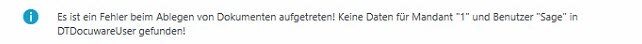 DocuWare Connect to Sage 100_Fehlermeldung_User nicht gefunden-1