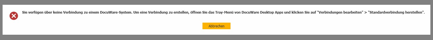DocuWare_Fehlermeldung_keine Verbindung zu einem DocuWare-System
