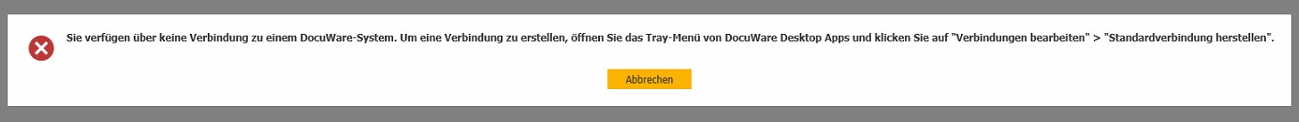 DocuWare_Fehlermeldung_keine Verbindung zu einem DocuWare-System