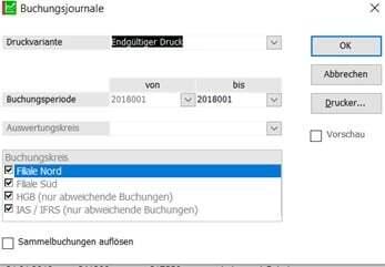 Sage 100 Buchungsjournale drucken