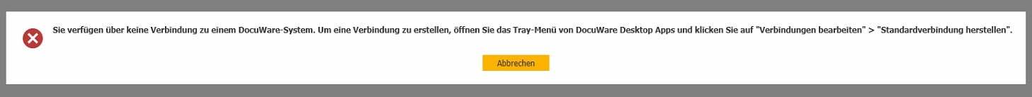 DocuWare_Fehlermeldung_keine Verbindung zu einem DocuWare-System