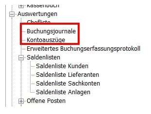 Regiezentrum – Buchungsjournale und Kontoauszüge Sage 100
