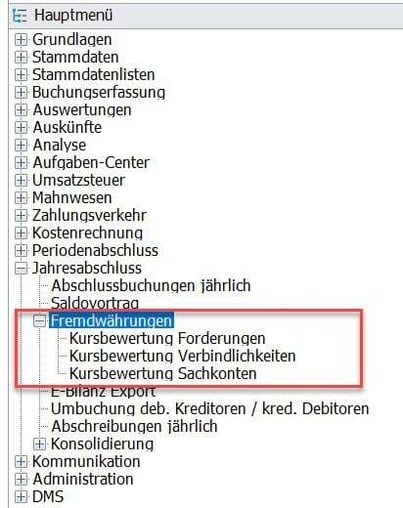 Regiezentrum Sage 100 - Kursbwertung von Fremdwährungen
