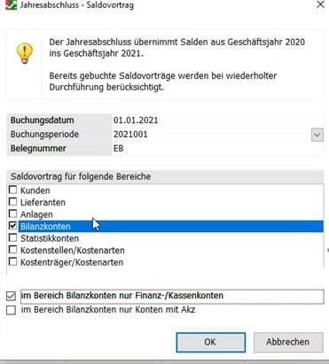 Saldenvorträge durchführen